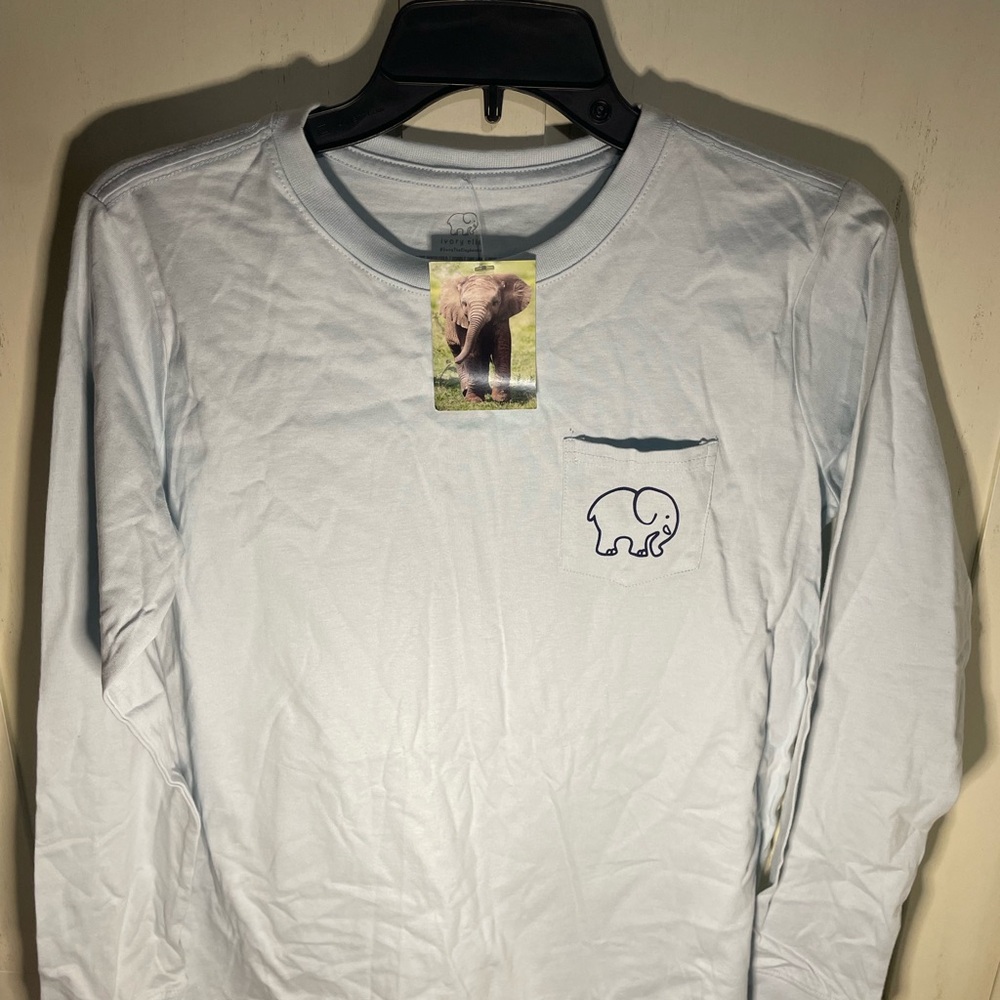 Ivory Ella light blue basketball elephant long Sleeve Tee NWT size small